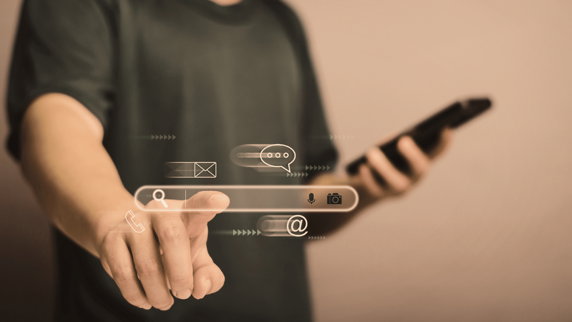 Illustration of AI with floating graphics