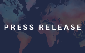 Press Release thumbnail with world map on blue background